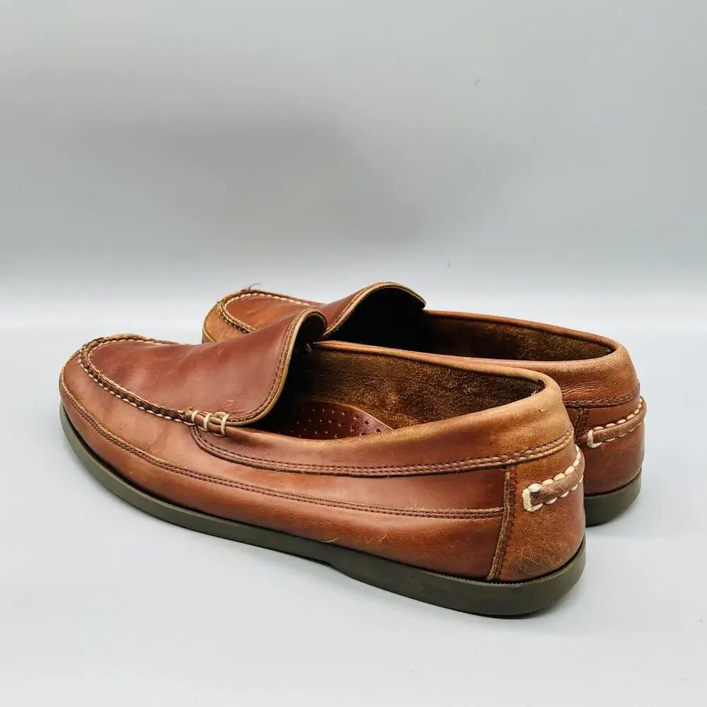 LL Bean Shoes Men 12 Brown Leather Moccasin Loafer Flats Slip On Comfort Classic